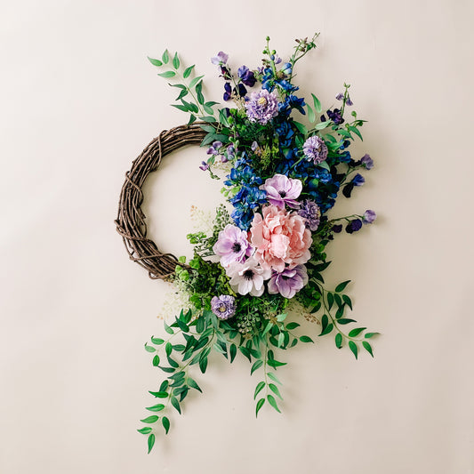 Custom Listing for Lindsay - Modern Spring Delphinium Wreath